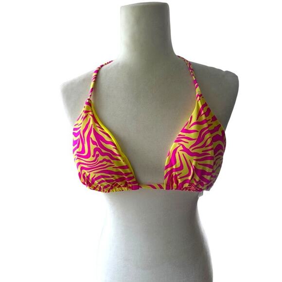 Princess Polly Swim 2 Pc Set Bikini Top Wrap Sarong Skirt Pink Yellow Zebra 10 - Picture 5 of 16